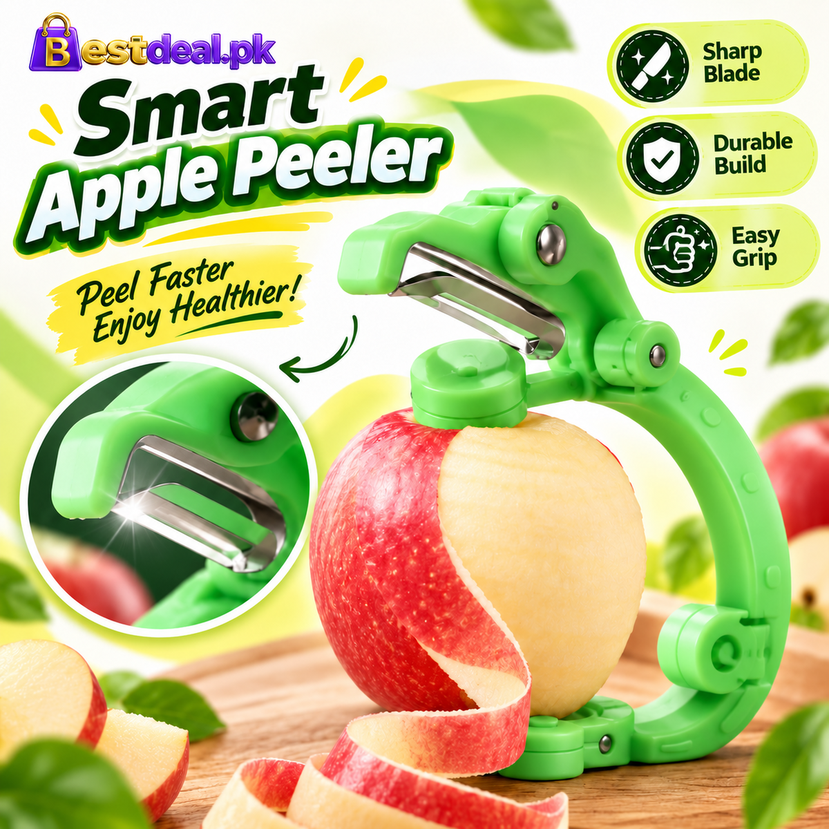 Smart Apple Peeler Tool – Stainless Steel Quick & Easy Fruit Peeler