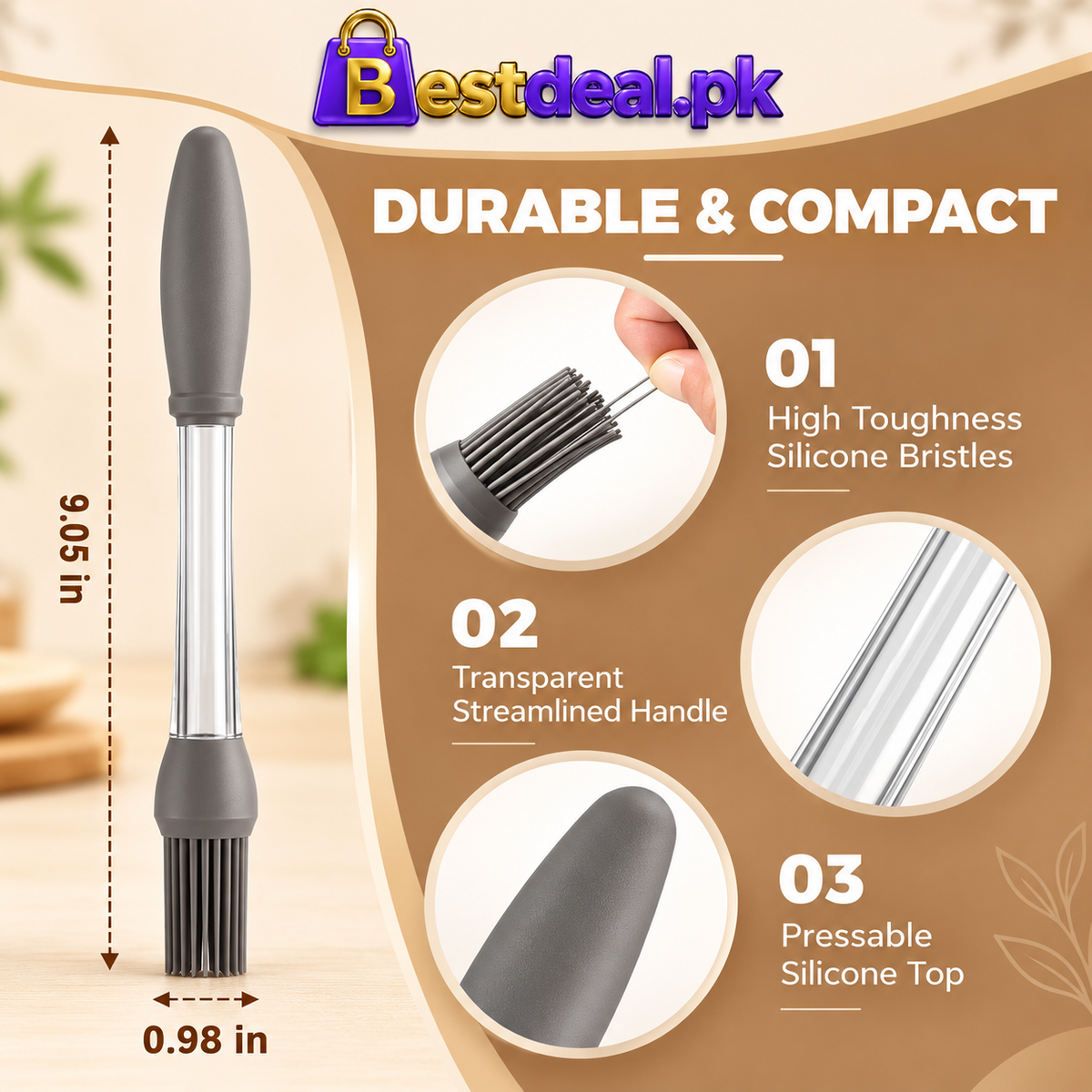 Silicone Oil Basting Brush with Built-In Oil Reservoir – BBQ, Baking & Grilling Brush