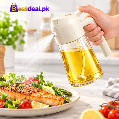 2-in-1 Oil Dispenser & Sprayer Bottle – Multipurpose Kitchen Oil Bottle