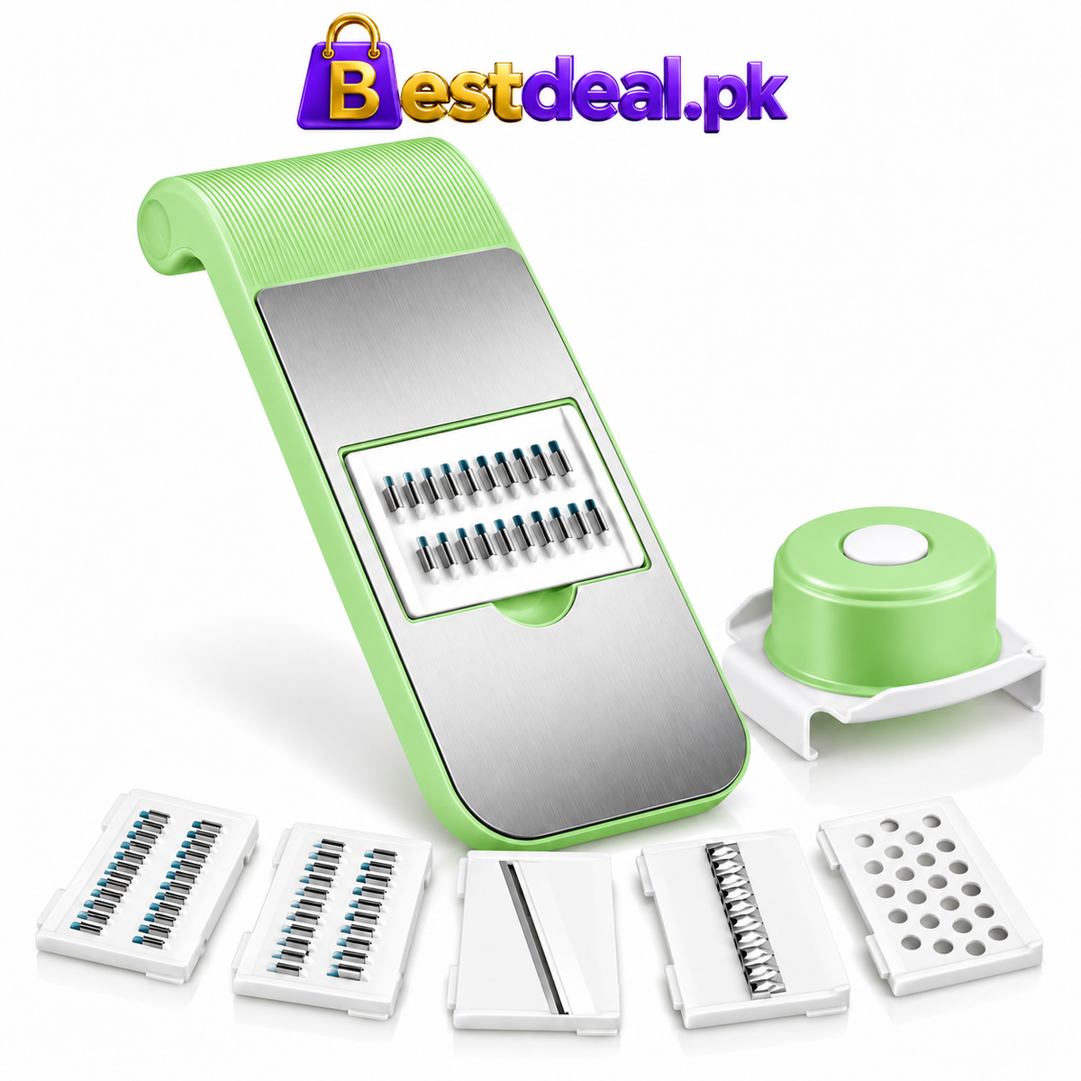 5-in-1 Multifunction Vegetable Slicer & Grater – Interchangeable Stainless Steel Blades
