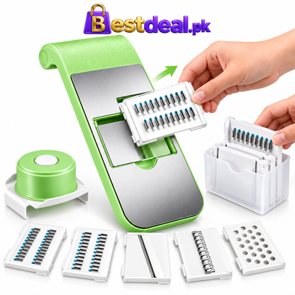 5-in-1 Multifunction Vegetable Slicer & Grater – Interchangeable Stainless Steel Blades